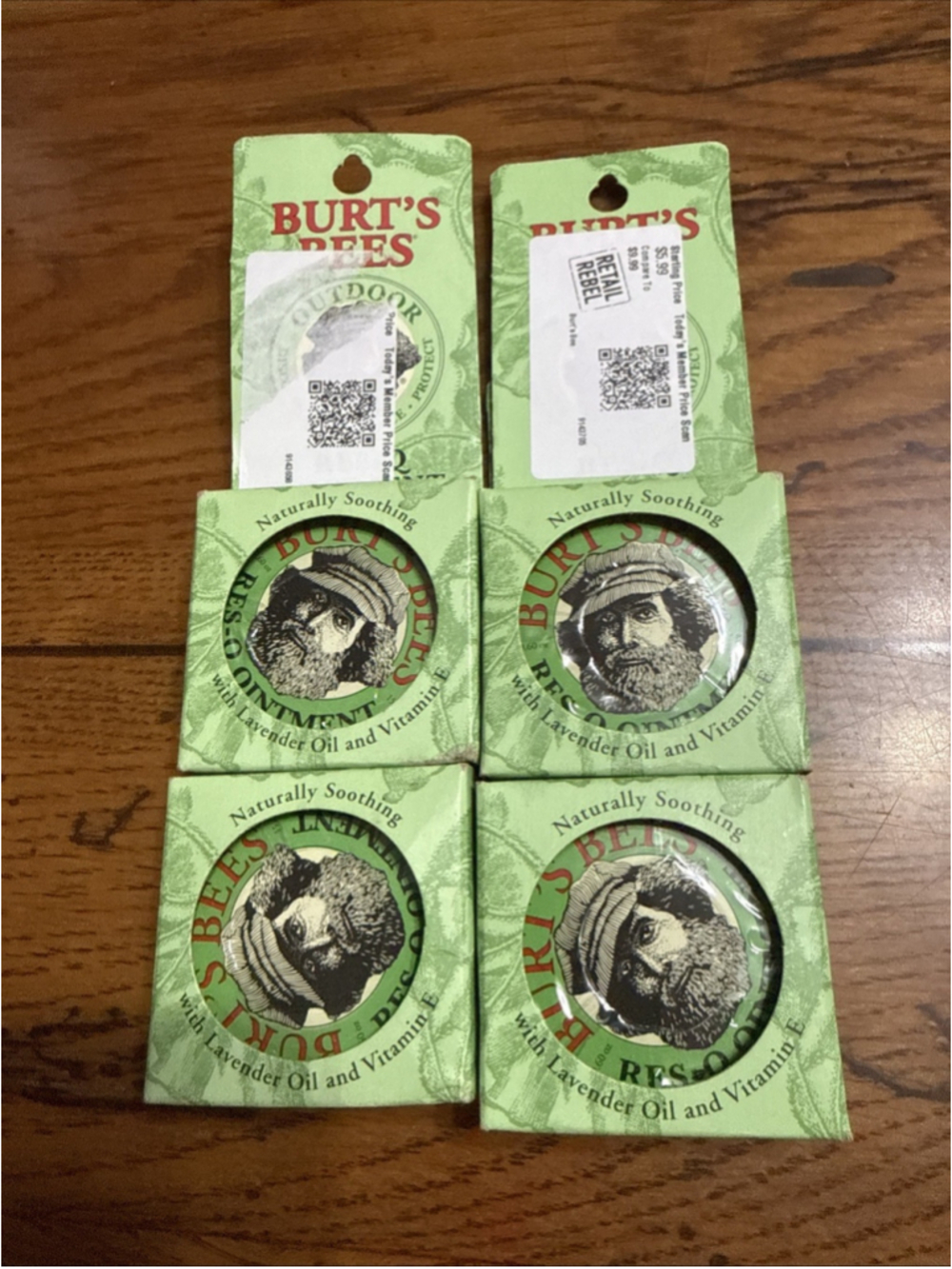 (4)Burt's Bees Res-Q Soothing Ointment Balm Lavender Oil Vitamin E Natural 0.6oz